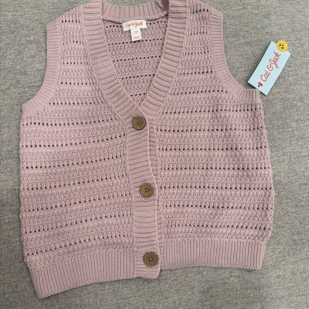 Cat & Jack Mauve Knit Button-Up Vest